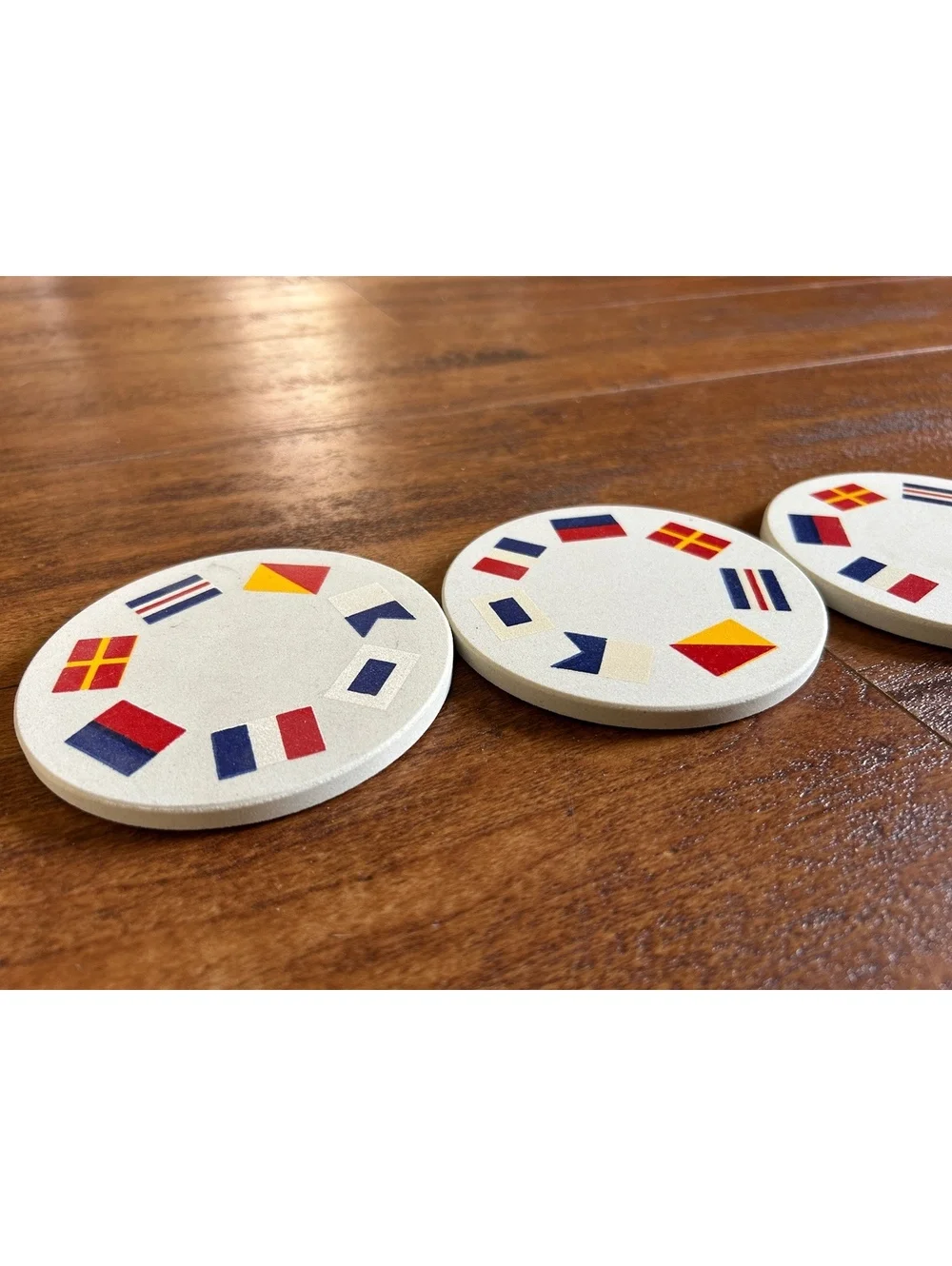 CoasterStone Porous Sandstone Coasters with Nautical Flag Design - Set of 3